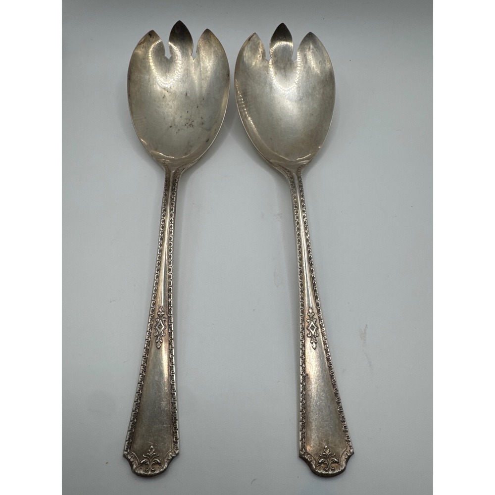 Oneida Silver Berkeley 1929 Wm A Rogers Silverplate Salad Serving Set 2pc 8.25in